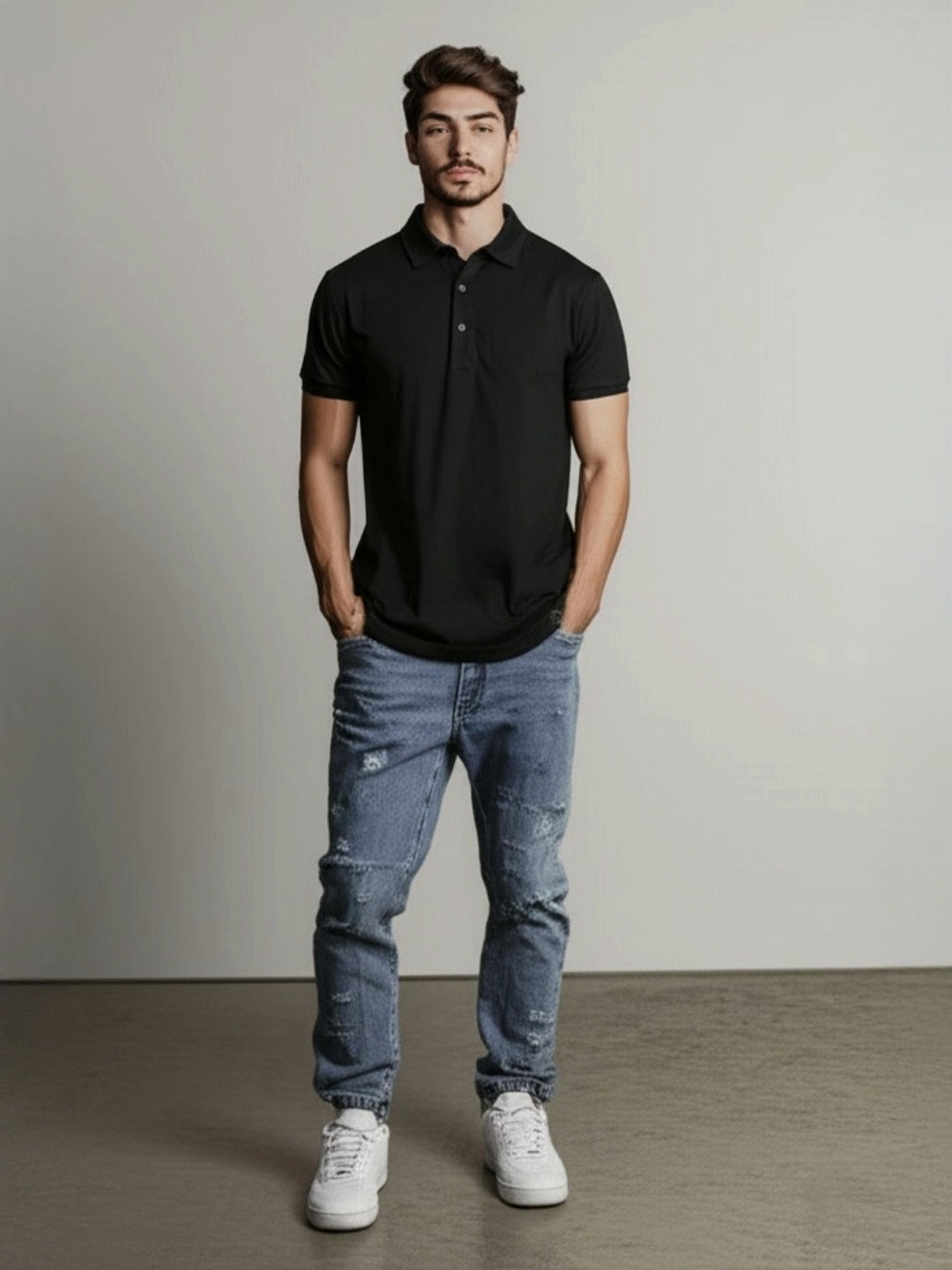 Black Solid Polo T-Shirt
