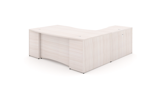 Thumbnail: 72" L-Shaped Bow front Desk with Curved Laminated Modesty Panel
