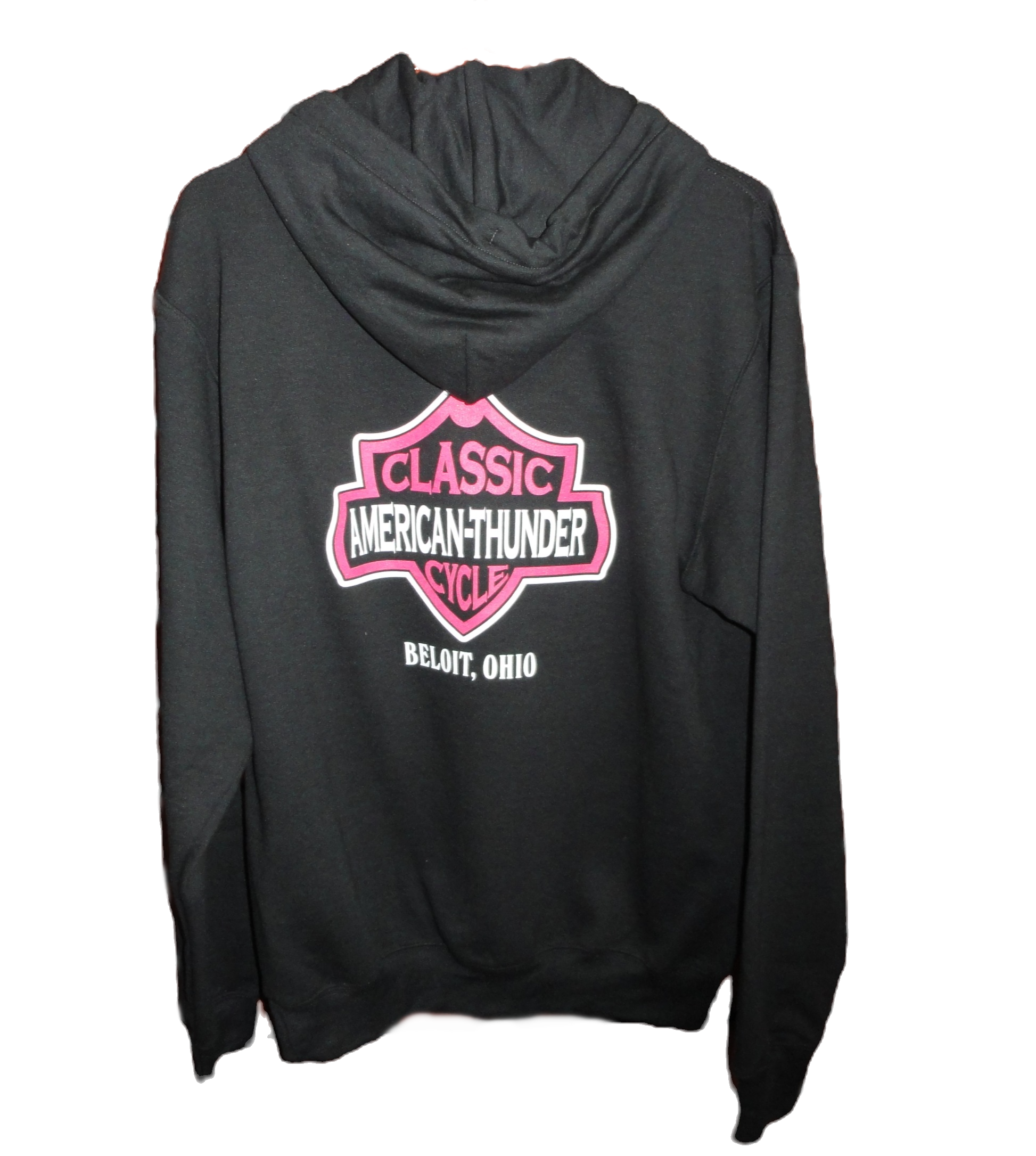Adult Hooded Sweatshirt - Black With Pink Logo