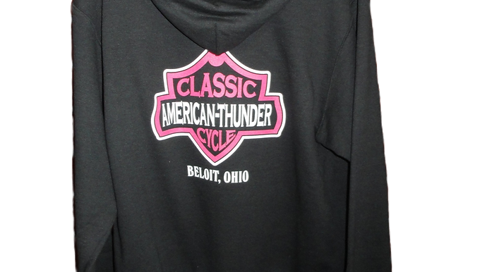 Adult Hooded Sweatshirt - Black With Pink Logo