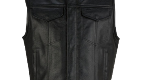 Men's Ganja Leather Vest -Black