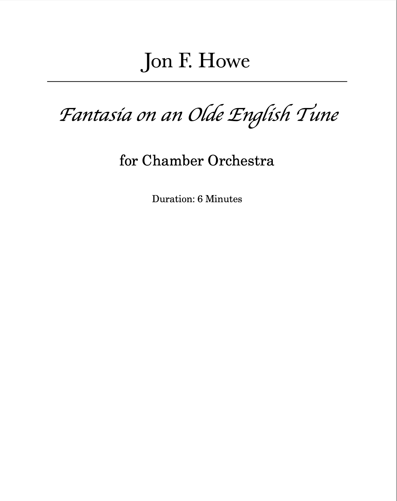 Fantasia on an Olde English Tune - Conductor's Score