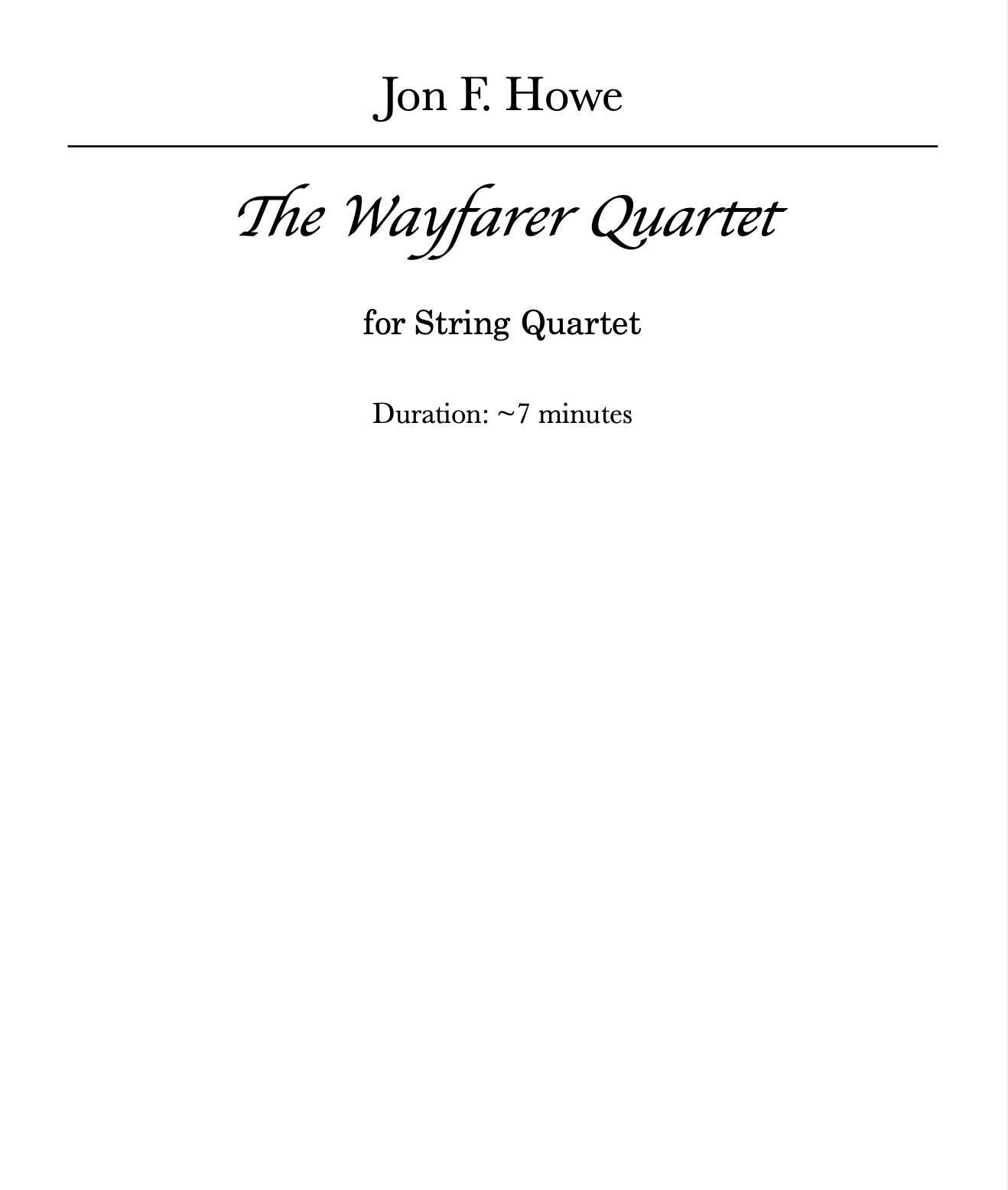 String Quartet No. 1 "The Wayfarer Quartet" Score and Parts