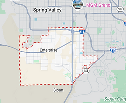 Map of Dust Busters Cleaning Services. Service Area 2 Southern Highlands, Enterprise, Rhodes Ranch
