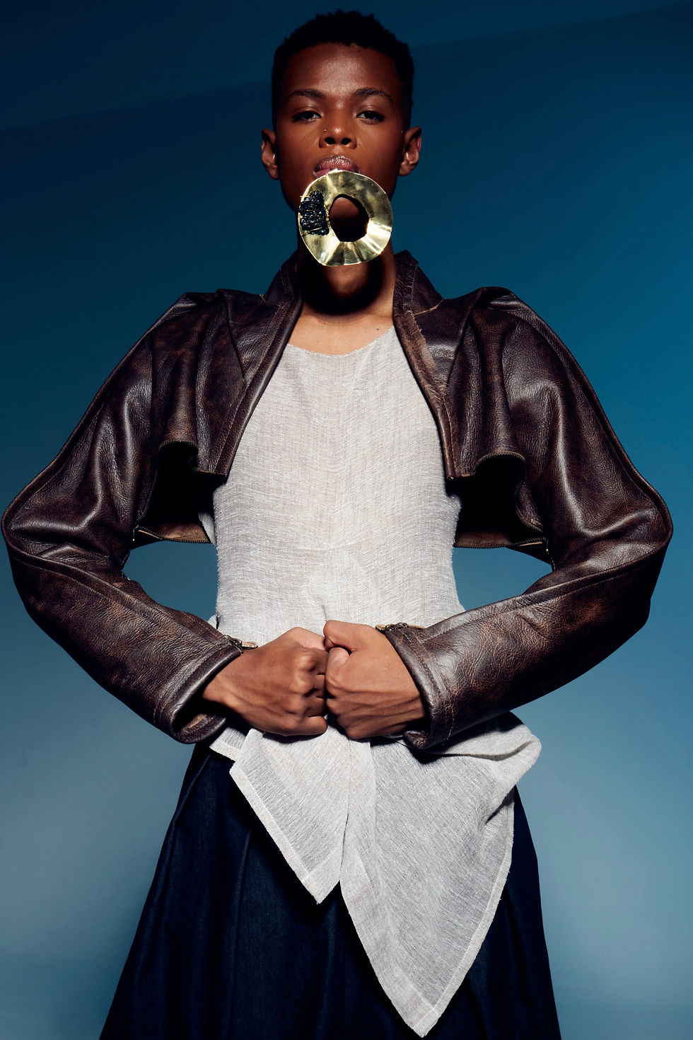 Miniatura: LEATHER BOLERO VEST