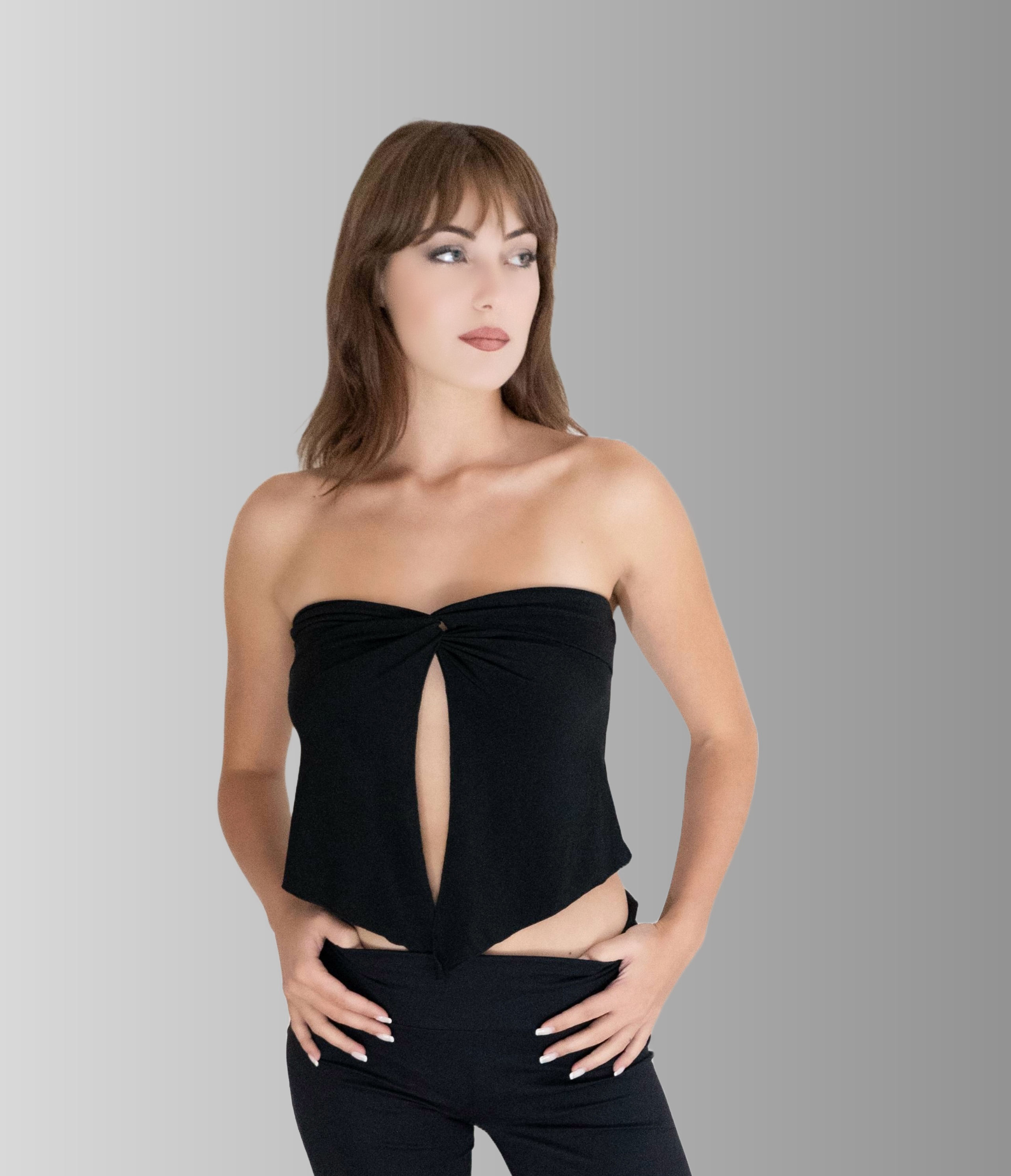 Μαύρο στράπλες -Open front