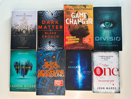 Cover meiner Science-Fiction Buchempfehlungen -  Dark Matter, Game Show, Divisio, uvm.