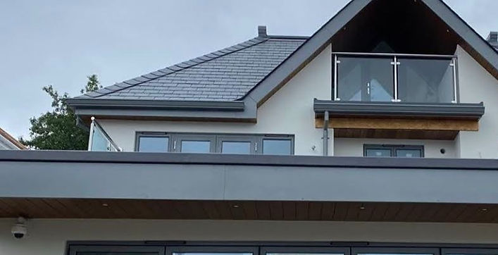 Bespoke aluminium fascia and soffit dusty grey RAL 7037