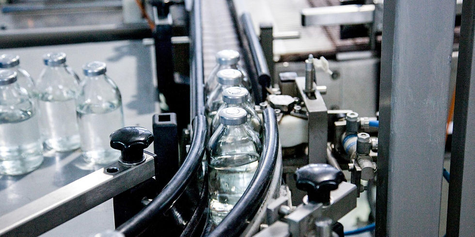 pharmaceutical bottles on conveyor line
