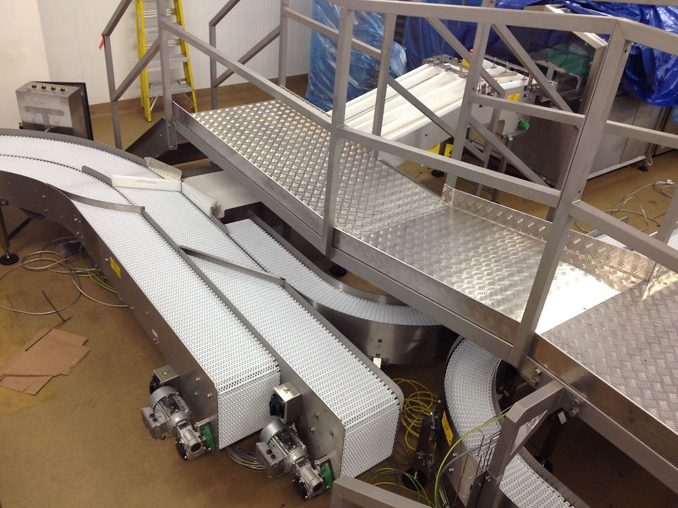 walkway platform linking to conveyor systems