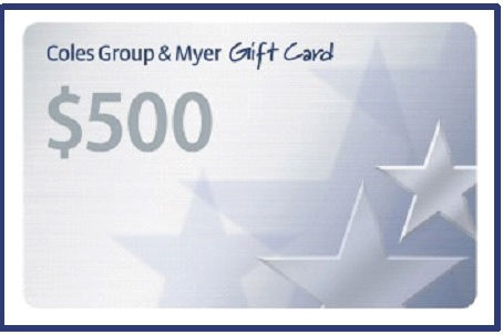 Winner of September $500 Coles/Myer voucher is.........