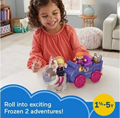 FISHER PRICE Little People Frozen Anna & Kristoff's Wagon Push Along Vehicle