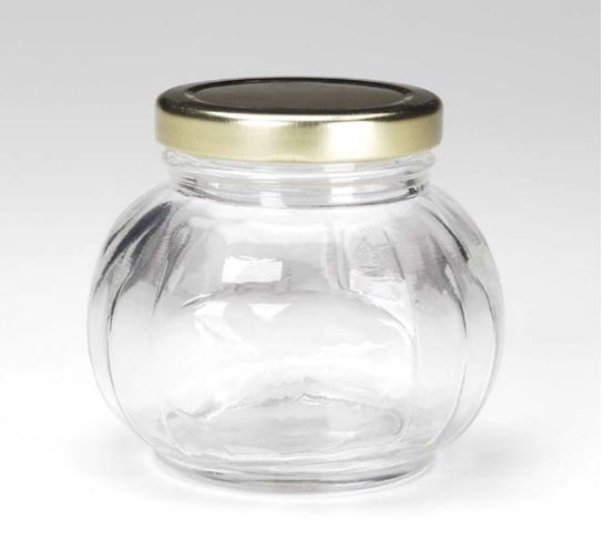 7 oz Darice Jar Melon Shape Gold Cap Lid Oval Jar Spice Herb Jelly Jams Baby