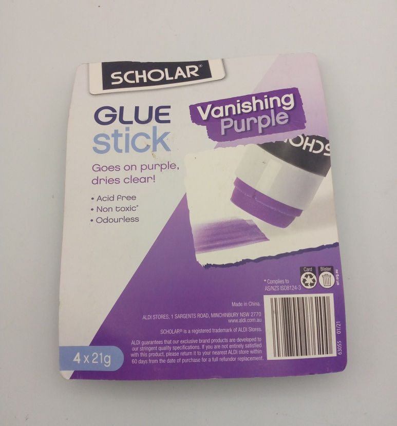 SCHOLAR Glue Stick Disappearing Purple 21 Grams Adhesive Acid Free Non Toxic