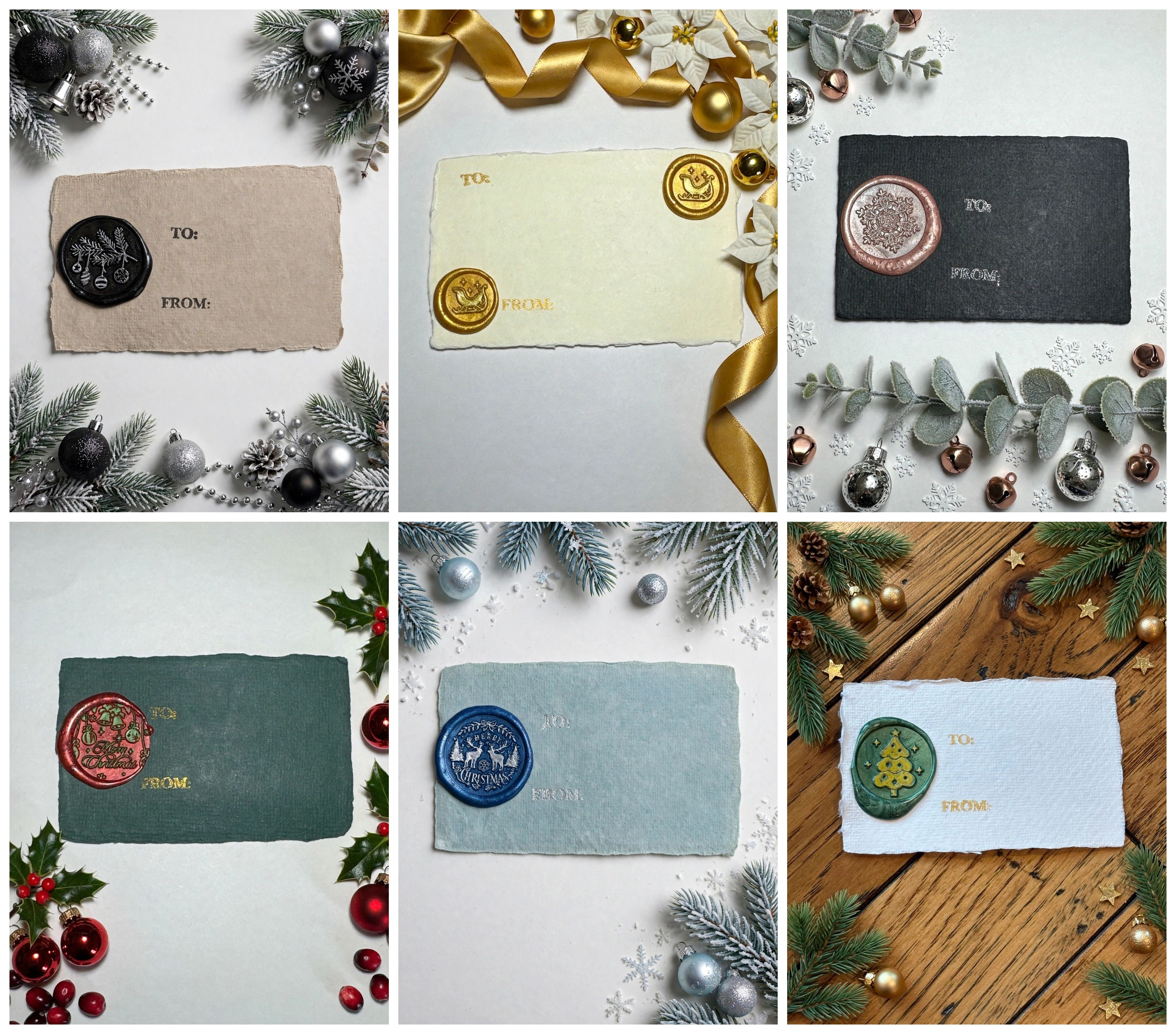 Handmade Wax Seal Christmas Gift Tags – 6 Pack – Combo 1