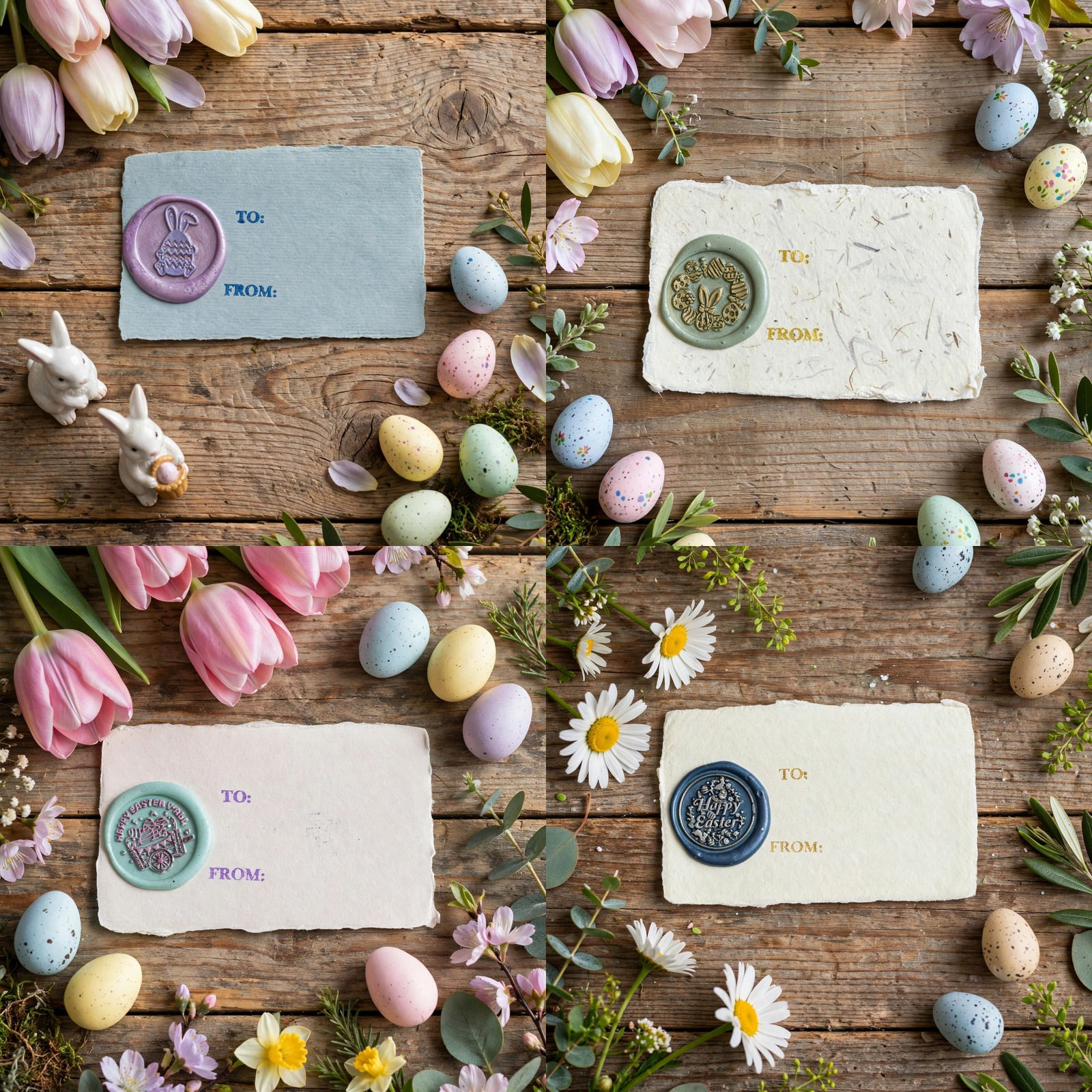Handmade Wax Seal Easter Gift Tags – 4 Pack – Combo 3