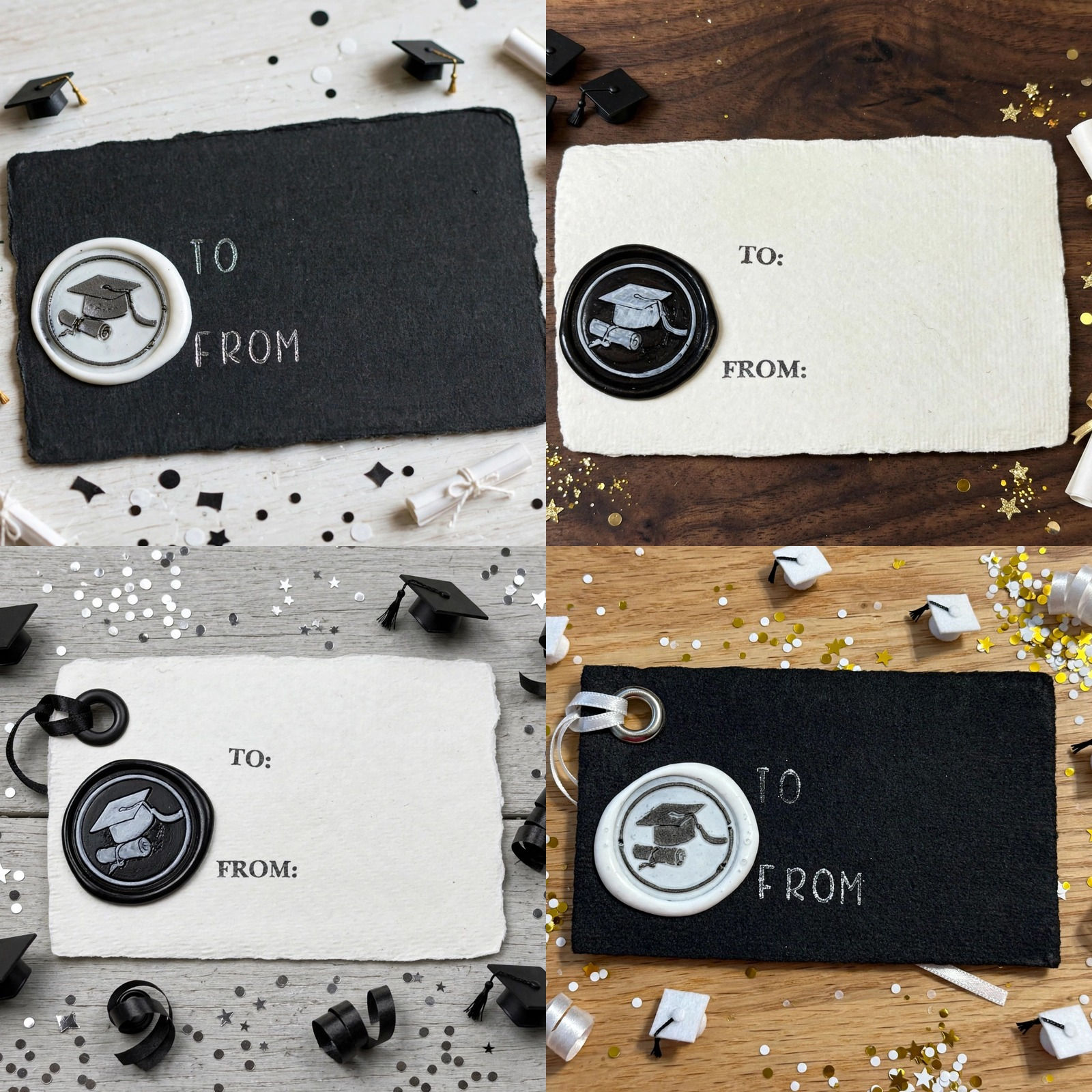Handmade Wax Seal Graduation Gift Tags – 4 Pack