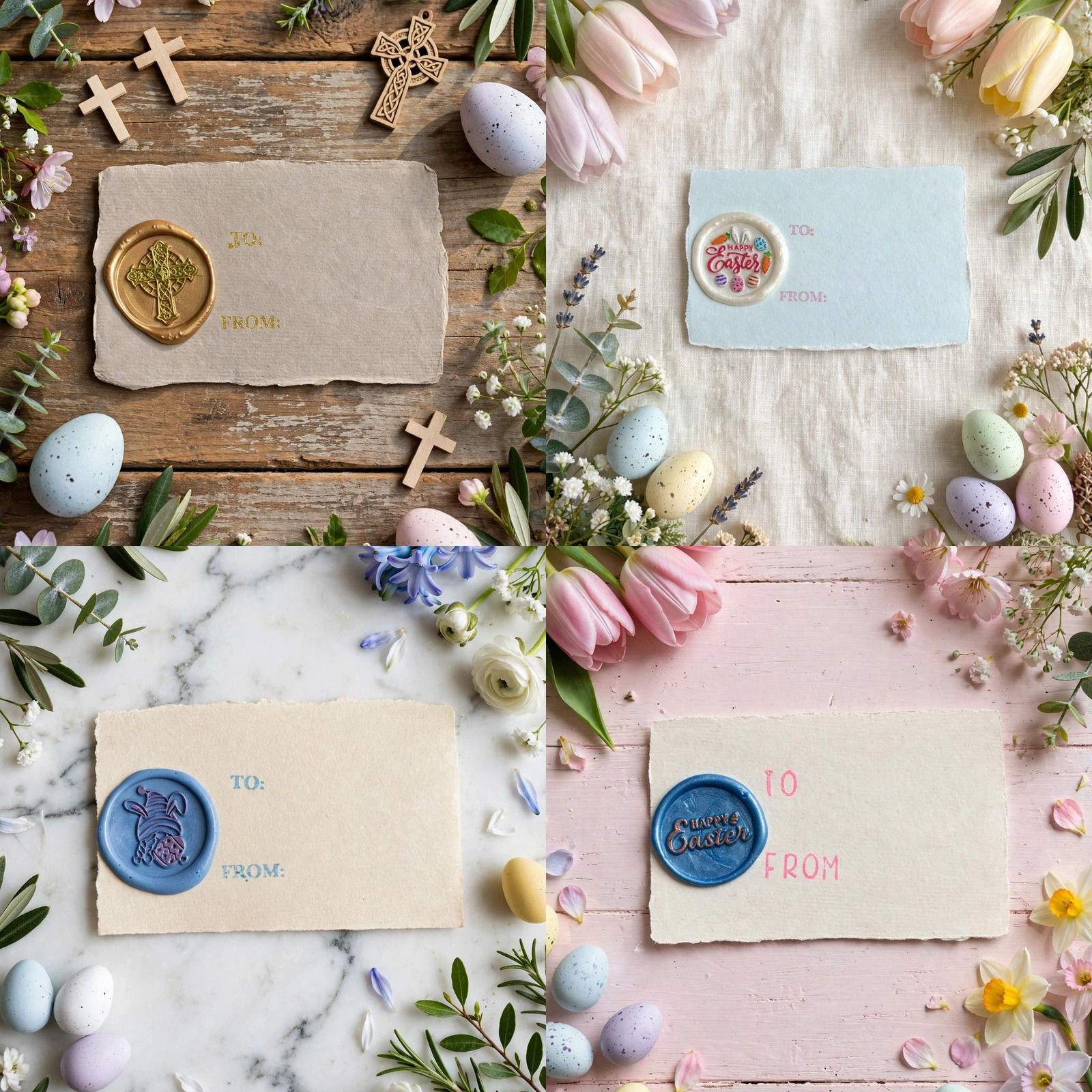 Handmade Wax Seal Easter Gift Tags – 4 Pack – Combo 2