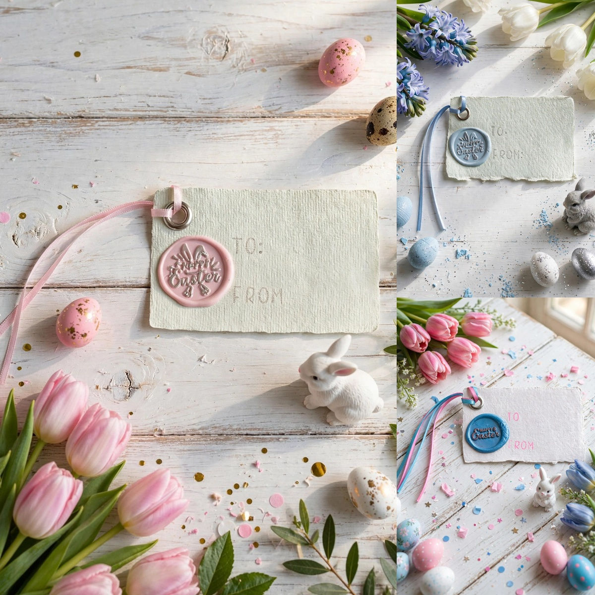 Handmade Wax Seal Easter Gift Tags with Ribbon – 3 Pack – Combo 1