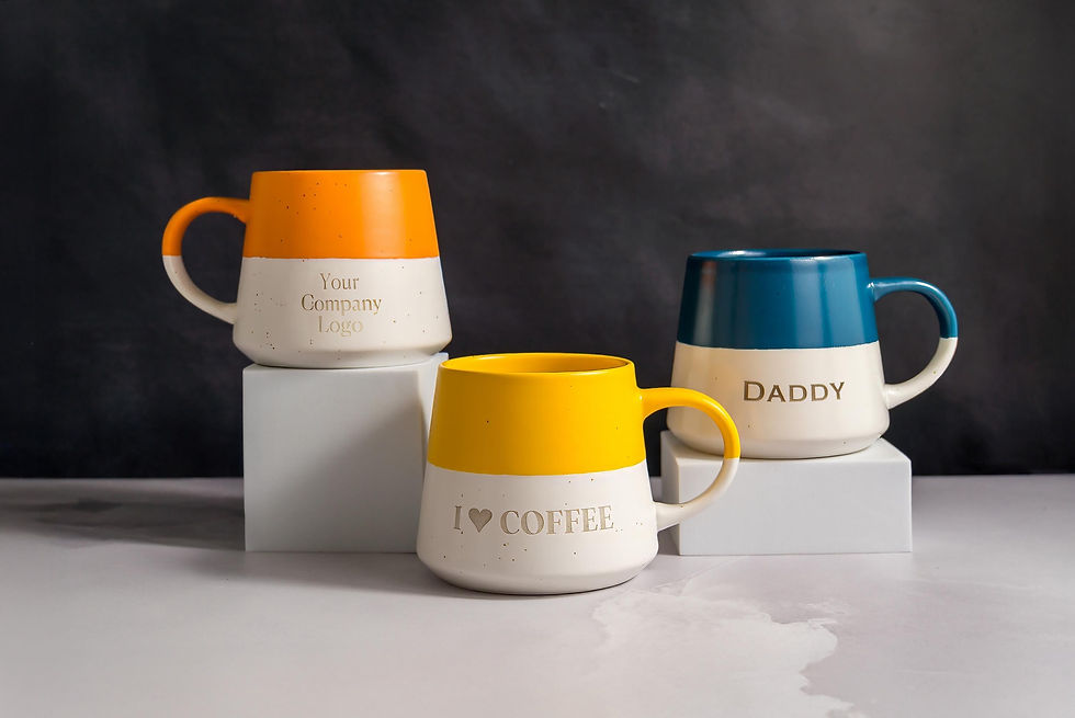 Thumbnail: Personalised Stoneware Mug with HEART: Laser Engraved Ceramic Coffee Mug