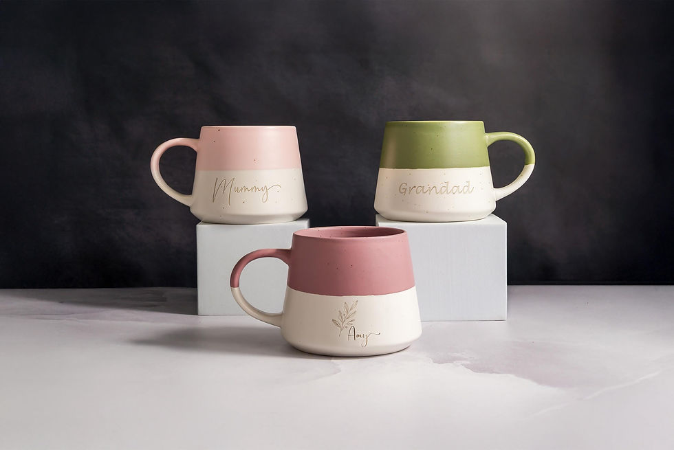 Thumbnail: Personalised Family Name & Est Date Stoneware Mug: Laser Engraved Ceramic Coffee