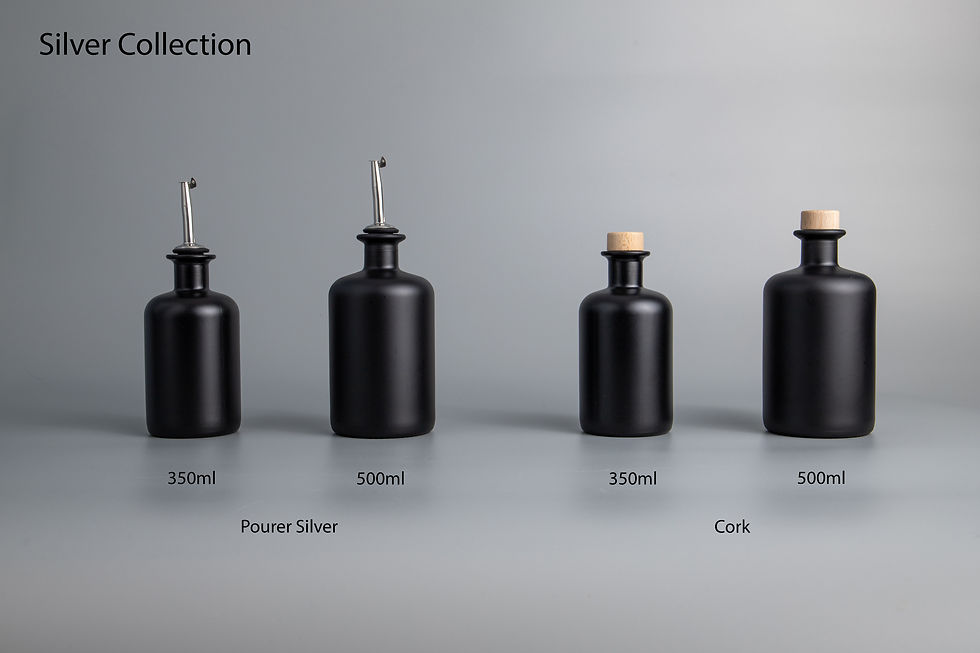 Thumbnail: ONYX Oil & Vinegar Black Frosted Glass Bottle Pourer with Decal labels