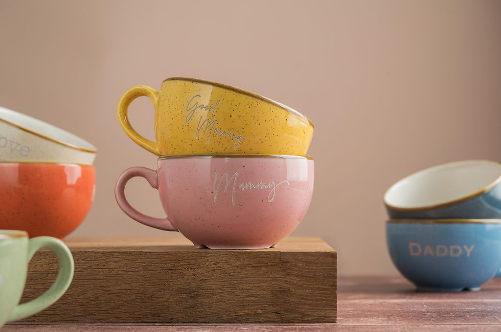 Thumbnail: Personalised Glazed Ceramic Cappuccino/Tea Cup: Laser Engraved Custom Name &
