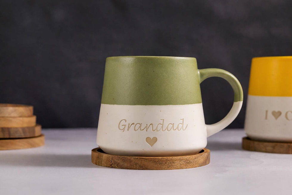 Thumbnail: Personalised Stoneware Mug with HEART: Laser Engraved Ceramic Coffee Mug