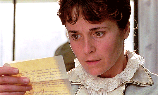 A gif of Anne Elliot reading Captain Wentworth's letter at the end of Persuasion.