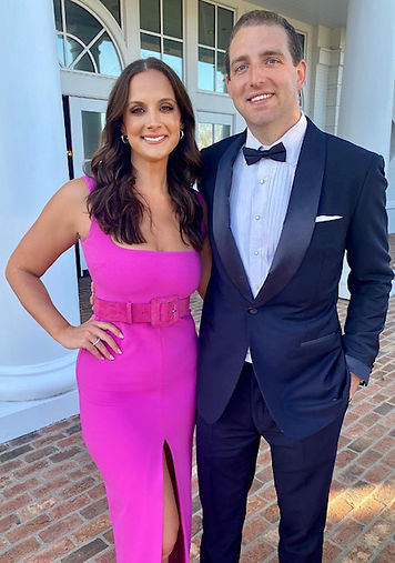 Amelia and Bill at wedding in pink dress, blue tux.jpg