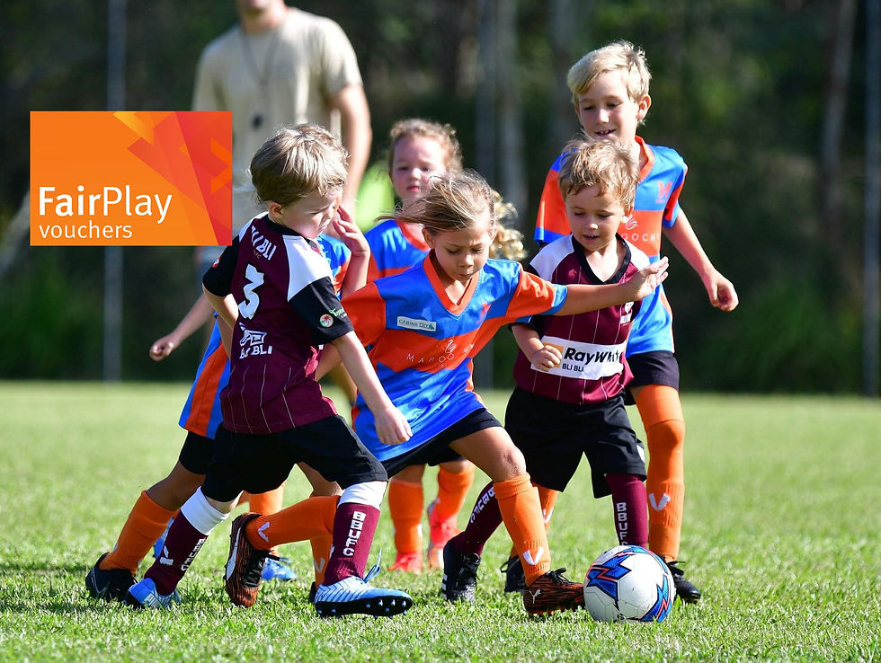 Kids playing soccer - Fair Play logo