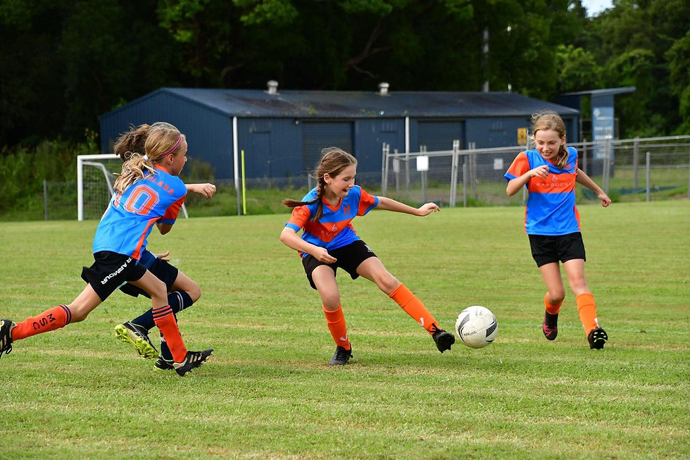 Girls playing soccer