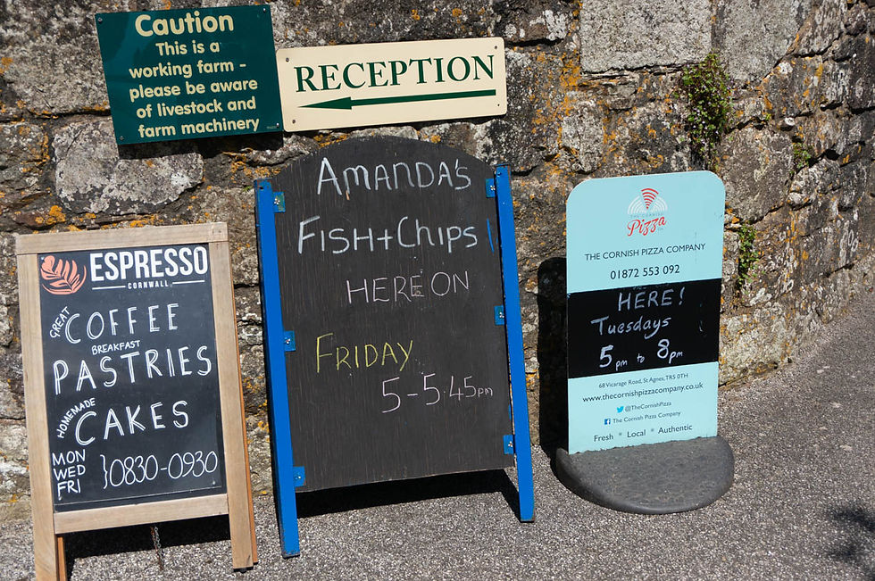 Daily notice boards advertising pop-up food trucks