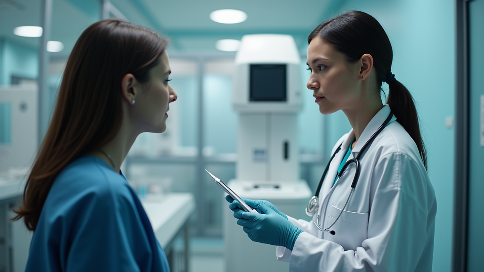 High angle view of a healthcare professional conducting a patient screening