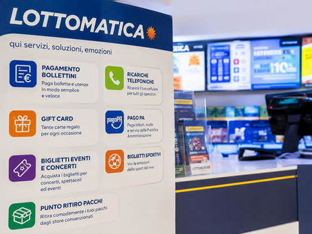 Servizi Lottomatica: pagamento bollettini, PagoPA, ricariche, gift card, biglietti eventi e ritiro pacchi