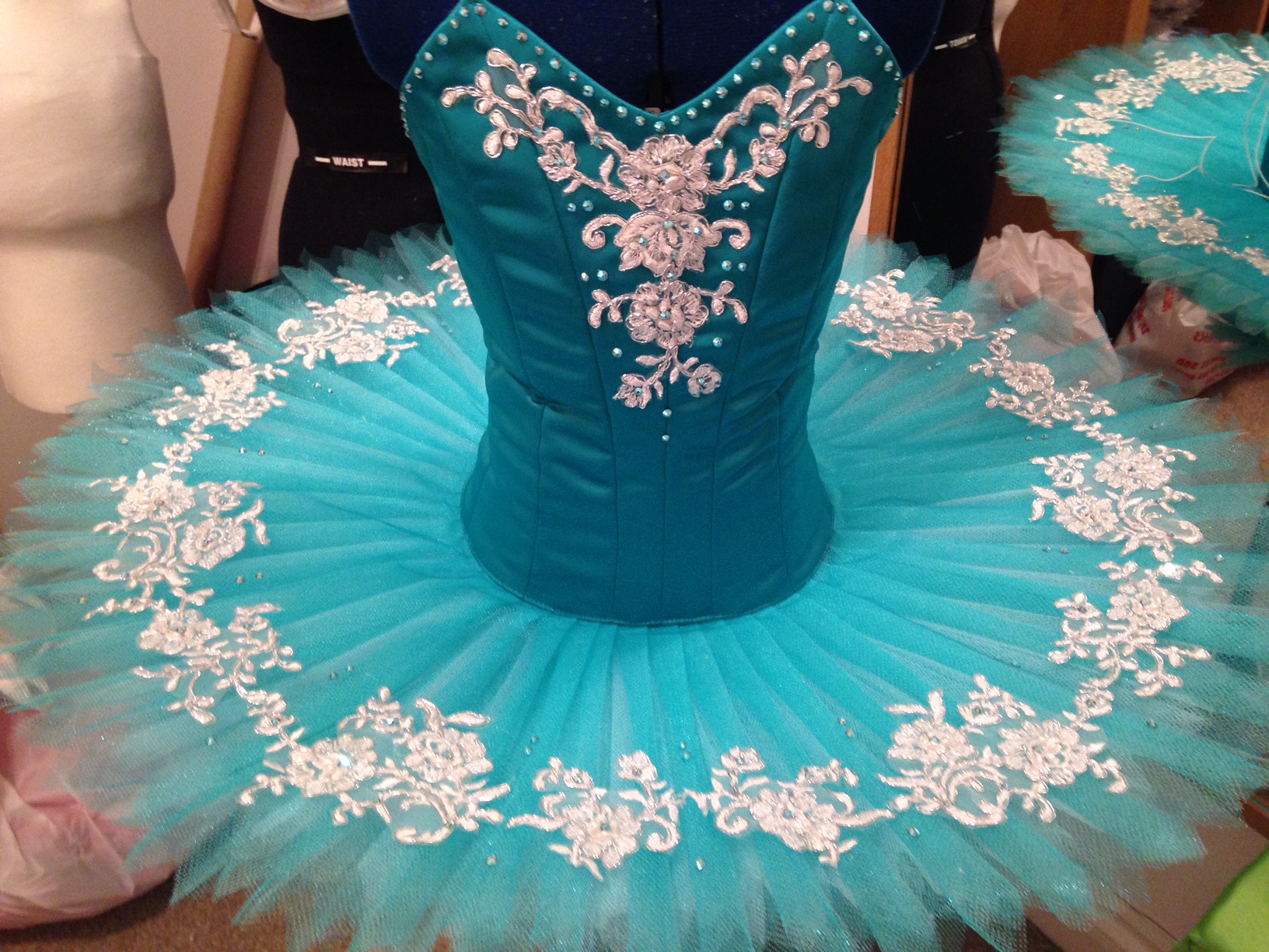 Jade green and white childs tutu