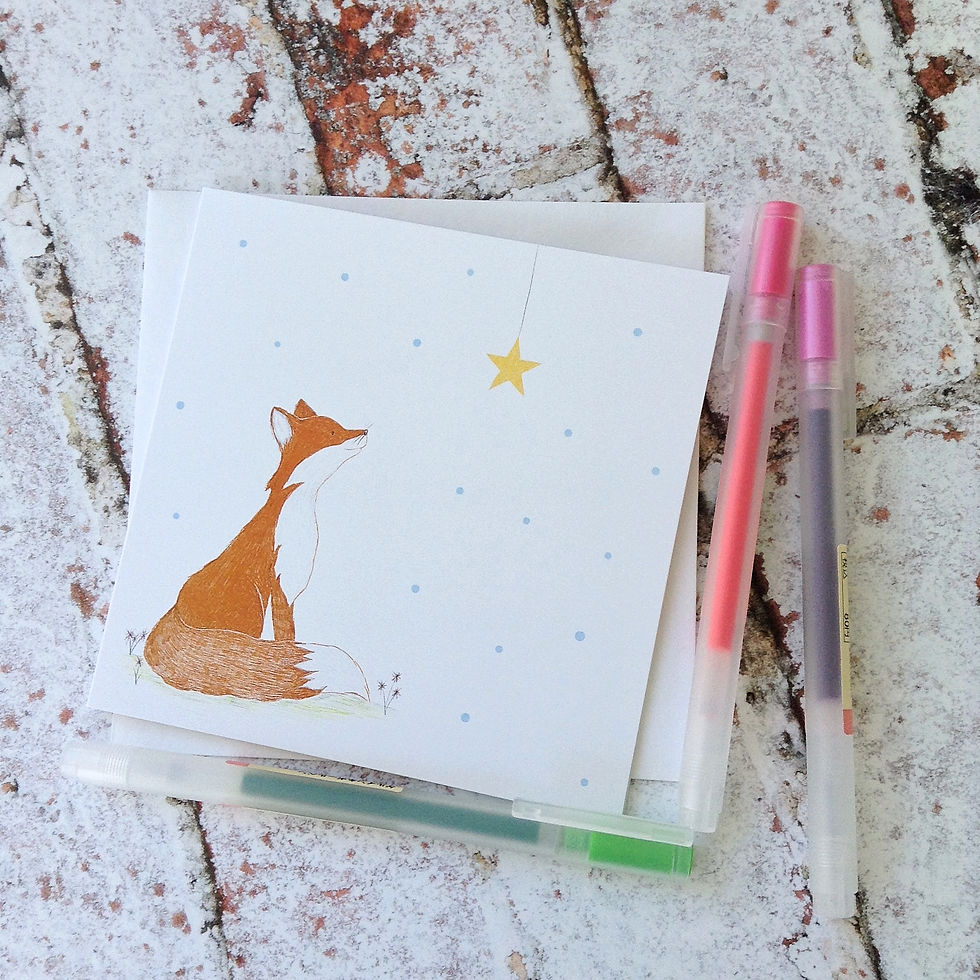 Looking Up fox card based on London's foxes.