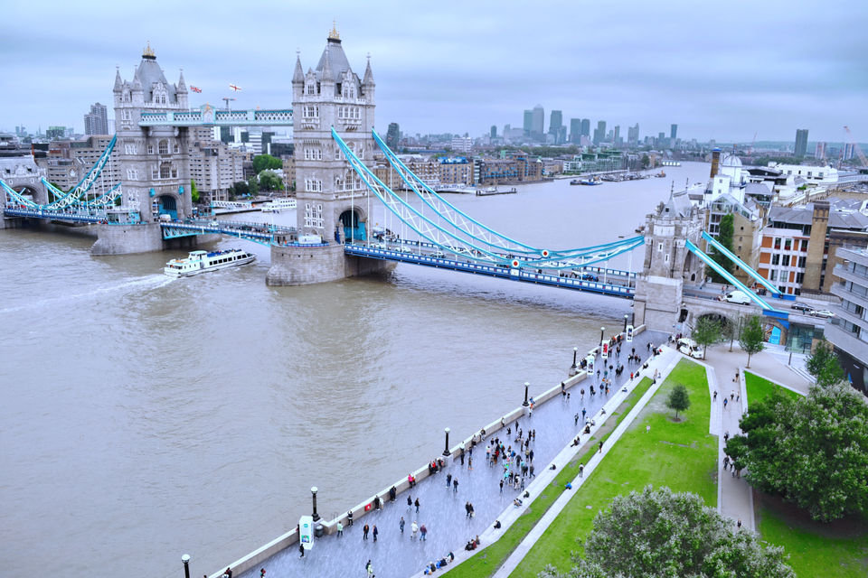 Tower Bridge across the river from the rooftop terrace of the old City Hall