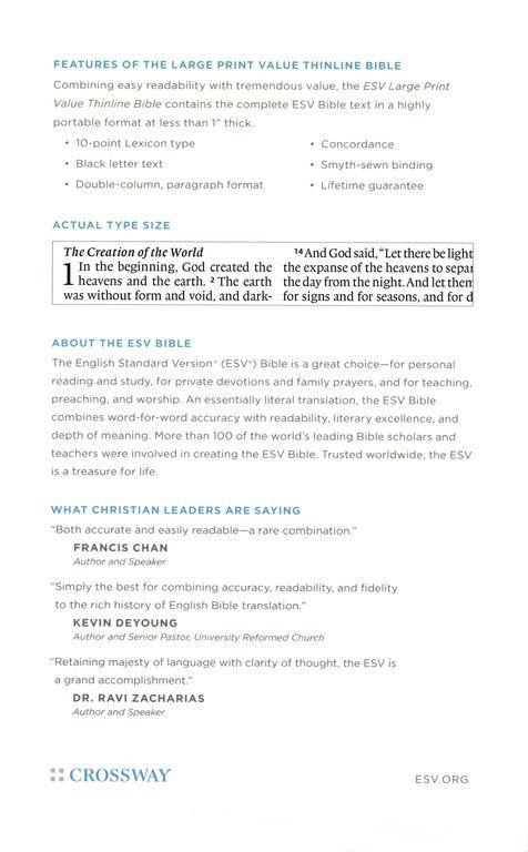 Thumbnail: ESV Large Print Value Thinline Bible