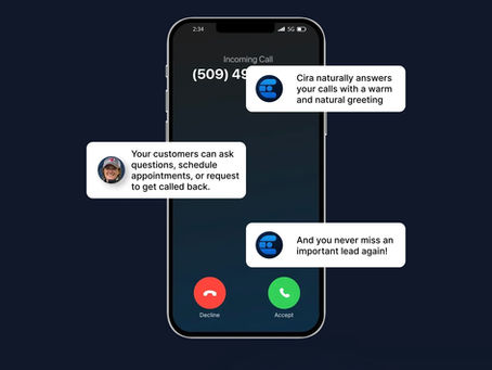 Catch all calls when you are closed with Cira AI receptionist (2 weeks free trial) Low monthly rates...