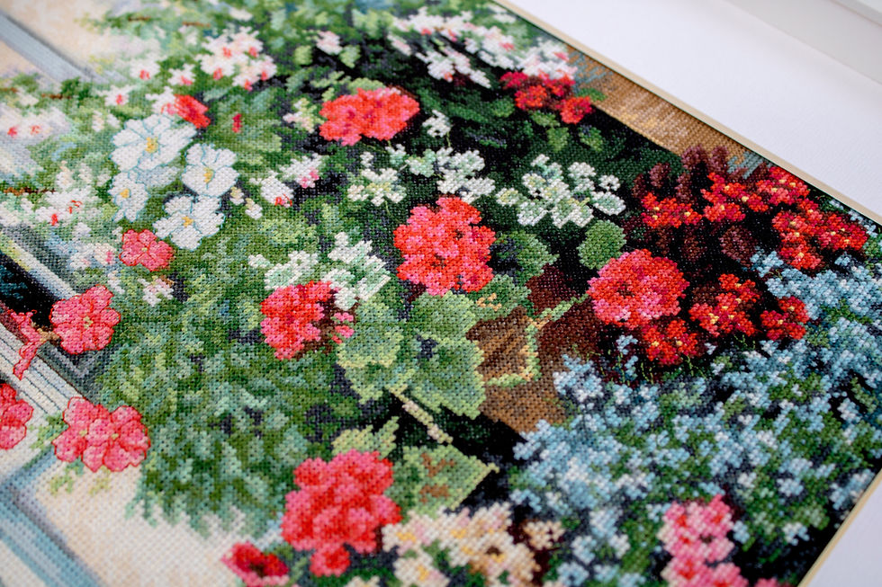 Thumbnail: BU4017 Terrace with Flowers - Cross Stitch Kit Luca-S