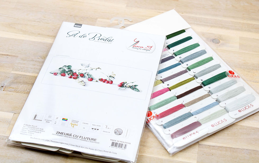 Thumbnail: B2253 Raspberries with Butterfly - Cross Stitch Kit Luca-S