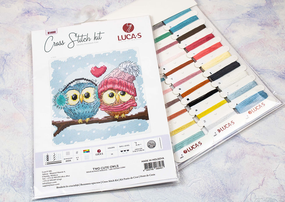 Thumbnail: B1400 Two Cute Owls - Cross Stitch Kit Luca-S