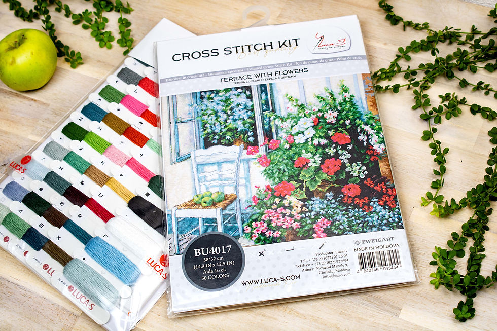 Thumbnail: BU4017 Terrace with Flowers - Cross Stitch Kit Luca-S
