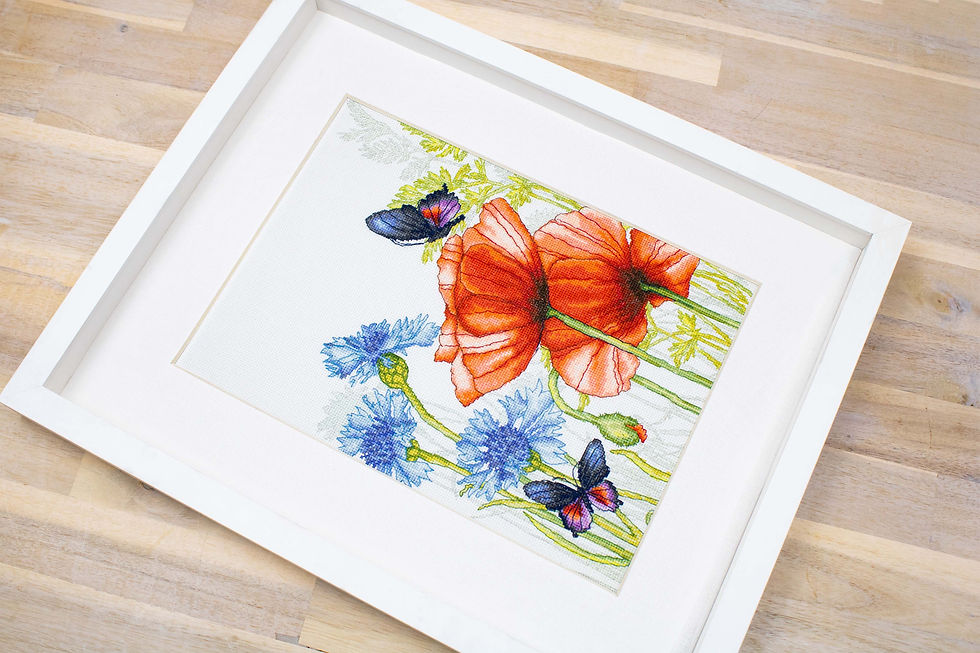 Thumbnail: BU4018 Poppies and Butterflies - Cross Stitch Kit Luca-S