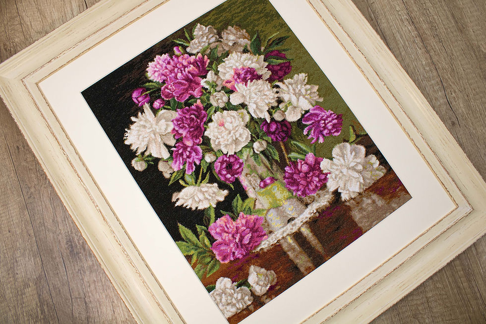 Thumbnail: G608 Red and White Peonies - Needlepoint kit Luca-S