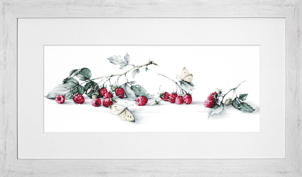 Thumbnail: B2253 Raspberries with Butterfly - Cross Stitch Kit Luca-S