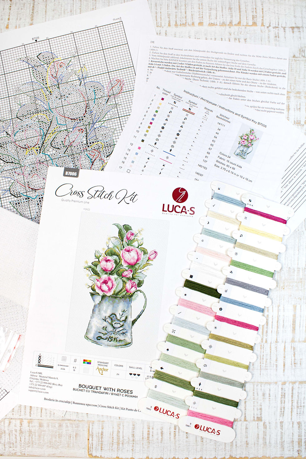 Thumbnail: B7006 Bouquet with roses - Cross Stitch Kit Luca-S