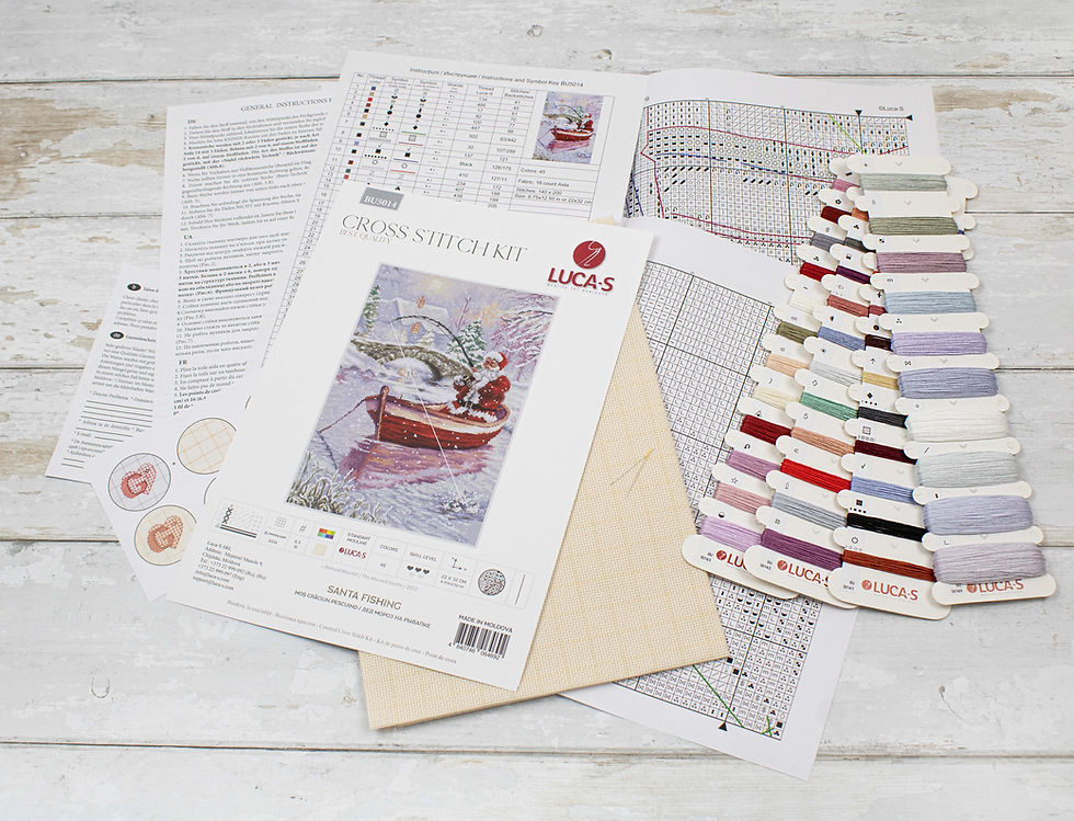 Thumbnail: Cross Stitch Kit Luca-S - BU5014 Santa Fishing