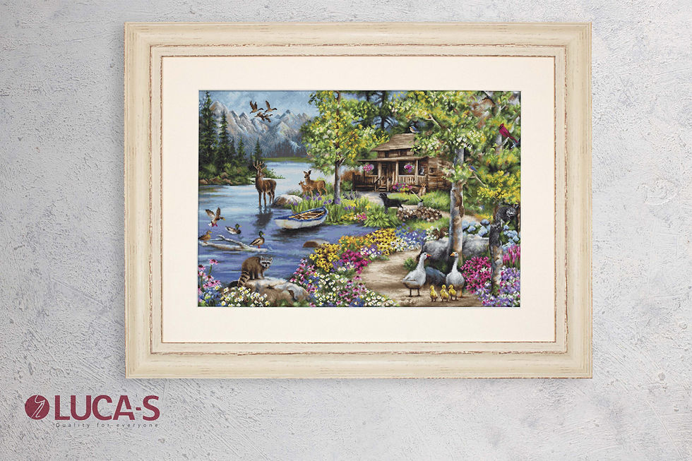 Thumbnail: Cross Stitch Kit Luca-S GOLD - B2410 Cabin By The Lake